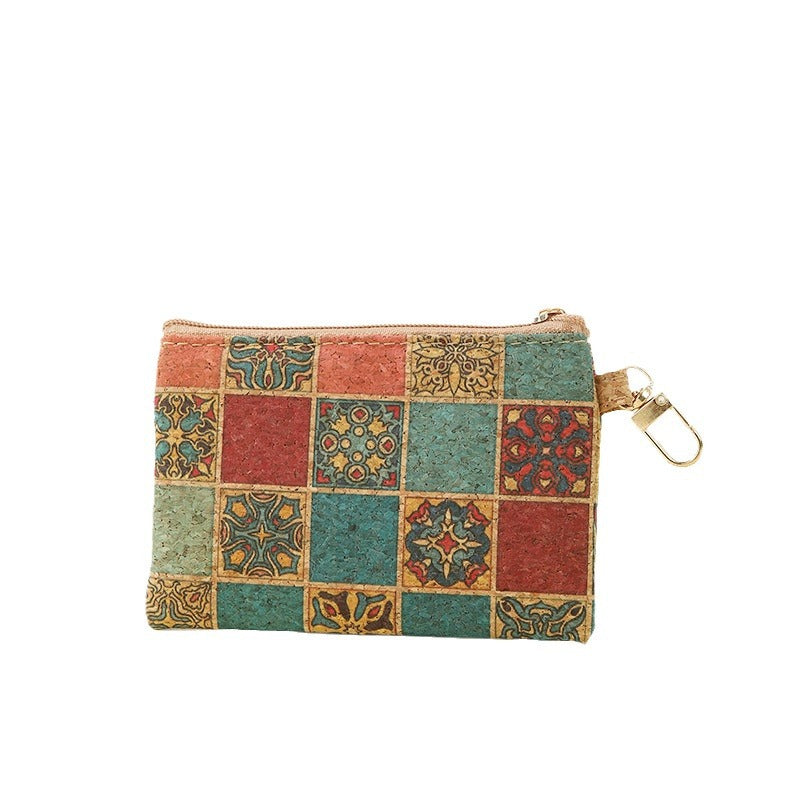 Wholesale 8pcs/pack Square Cork Coin Purse Card Holder Key Bags